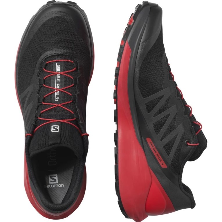 Sapatilhas Trail Running Salomon Sense Ride 4 Masculino Pretas Vermelhas | PT Q17386